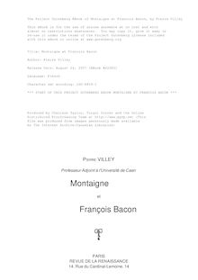 Montaigne et François Bacon par Pierre Villey