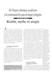 De l’Empire atlantique eurafricain à la communauté des pays de langue portugaise Réalité, mythe et utopie - article ; n°1 ; vol.77, pg 61-67