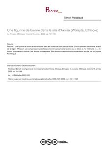 Une figurine de boviné dans le site d Akirsa (Wolayta, Ethiopie) - article ; n°1 ; vol.18, pg 191-198