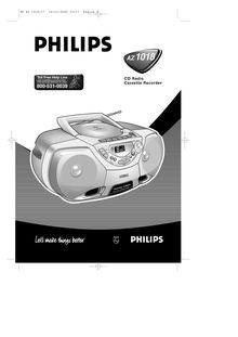Notice Enregistreur à cassette stéréo Radio Philips  AZ1018
