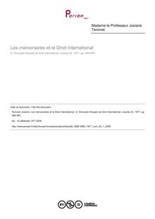 Les mercenaires et le Droit international - article ; n°1 ; vol.23, pg 269-293