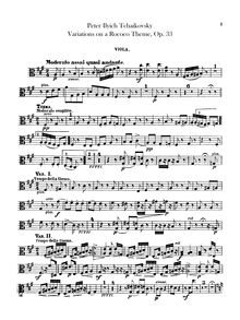 Partition altos, Variations on a Rococo Theme, Вариации на тему рококо