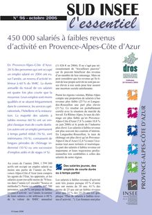 450 000 salariés à faibles revenus d activité en Provence-Alpes-Côte d Azur