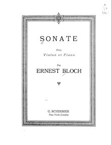Partition complète, violon Sonata No.1, A minor, Bloch, Ernest