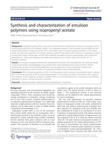 Synthesis and characterization of emulsion polymers using isopropenyl acetate