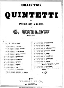 Partition Title page, corde quintette No.9, Onslow, Georges