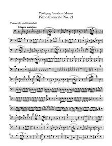 Partition violoncelles / Double Basses, Piano Concerto No.21, Piano Concerto No.21