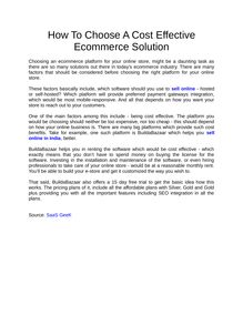 How To Choose A Cost Effective Ecommerce Solution