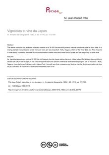 Vignobles et vins du Japon - article ; n°510 ; vol.92, pg 172-199