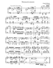Partition complète, Pièce pour Piano, Morceau de Concours, Debussy, Claude