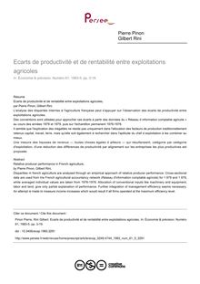 Ecarts de productivité et de rentabilité entre exploitations agricoles - article ; n°5 ; vol.61, pg 3-19