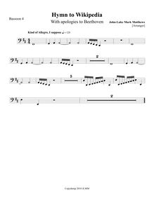Partition basson 4, Hymn to Wikipedia, D major, Matthews, John-Luke Mark