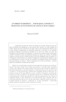 Un droit europén ... pour quel contrat ? Recherches sur les frontières du contrat en droit comparé - article ; n°3 ; vol.59, pg 475-521