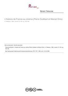 L histoire de France au cinéma (Pierre Guibbert et Marcel Oms)  ; n°64 ; vol.12, pg 183-185