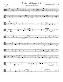 Partition ténor viole de gambe 3, alto clef, italien madrigaux, Schütz, Heinrich par Heinrich Schütz