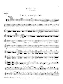 Partition altos, pour Planets, Op.32, Suite for Large Orchestra