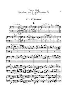Partition basson 1/2, 3, Symphonie sur un Chant Montagnard Français, Op.25