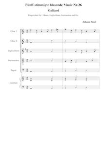 Partition No.26: Galliard - Score et parties, Sonaten für 3 Posaunen und 2 Zinken