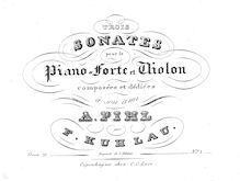 Partition parties complètes, 3 violon sonates, Op.79, Kuhlau, Friedrich