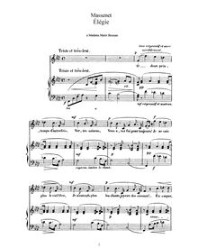 Partition complète (F minor: haut voix et piano), Élégie