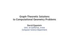 Graph Theoretic Solutions to Computational Geometry Problems