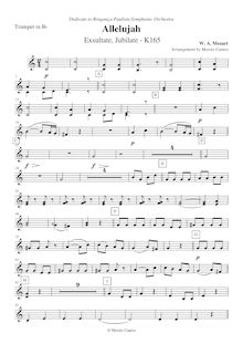 Partition trompette 1/2 (B♭), Exsultate, jubilate, F major, Mozart, Wolfgang Amadeus