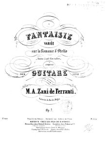 Partition complète, Fantaisie Variée sur la Romance d Otello  Assisa a pie d un salice , Op.7