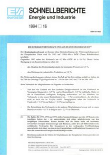 SCHNELLBERICHTE Energie und Industrie. 1994 16