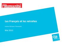 Les Français et les retraites - Institut CSA pour l humanité