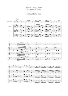 Partition complète, flûte Concerto en G major, Concerto con Flauto dolce, Violini unisoni, Vilola, Cembalo et Basso