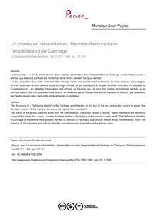 Un procès en réhabilitation : Hermès-Mercure dans l amphithéâtre de Carthage - article ; n°2 ; vol.22, pg 127-141