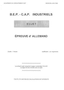 Allemand 1999 BEP - Electrotechnique
