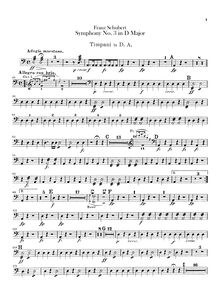 Partition timbales, Symphony No.3, D Major, Schubert, Franz