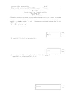 Universite de Nice Annee NOM Departement de Mathematiques LICENCE MP 2e annee Prenom