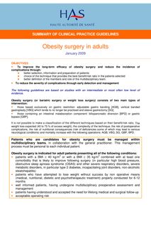 Obesity surgery in adults - Obesity surgery - Quick reference guide