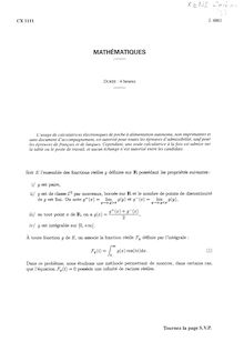 Mathématiques 2001 Classe Prepa PSI Concours Ecole Normale Supérieure
