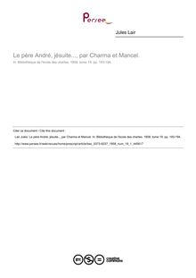 Le père André, jésuite..., par Charma et Mancel.  ; n°1 ; vol.19, pg 193-194