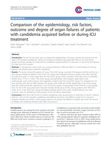 Comparison of the epidemiology, risk factors, outcome and degree of organ failures of patients with candidemia acquired before or during ICU treatment