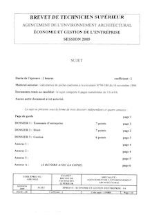 Btsagarch 2005 examen economie et gestion d entreprise