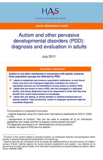 Autisme et autres TED diagnostic et évaluation chez l’adulte - Autism and other pervasive developmental disorders - Quick reference guide
