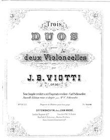 Partition violoncelle 2, 3 Duos pour 2 violoncelles, Op.30, Viotti, Giovanni Battista