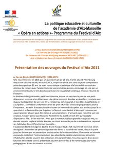 La politique éducative et culturelle de l académie d Aix-Marseille ...