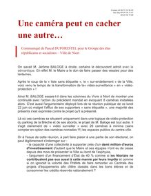 Vidéo-protection à Niort : la réaction de Pascal Duforestel (PS79)