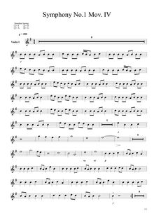 Partition violons I Mov. IV, Symphony No.1 en E minor, E minor, Chase, Alex