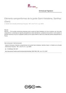 Eléments campaniformes de la grotte Saint-Vérédème, Sanilhac (Gard) - article ; n°3 ; vol.78, pg 88-96