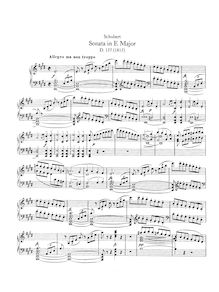 Partition complète, Piano Sonata No. 1, D. 157 en E major, Schubert, Franz par Franz Schubert