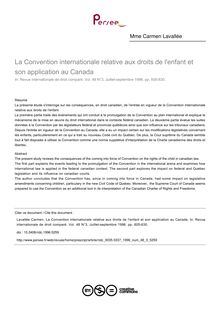 La Convention internationale relative aux droits de l enfant et son application au Canada - article ; n°3 ; vol.48, pg 605-630