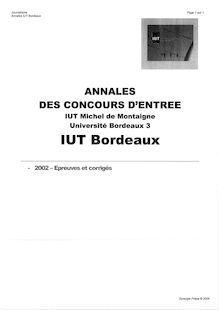 Concours d entrée 2002 Institut de Journalisme de Bordeaux