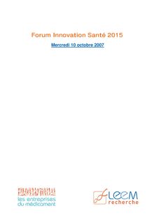 Forum Innovation Santé 2015