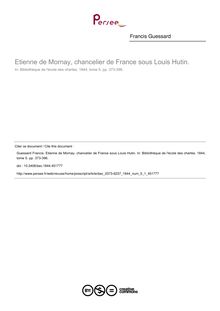 Etienne de Mornay, chancelier de France sous Louis Hutin. - article ; n°1 ; vol.5, pg 373-396